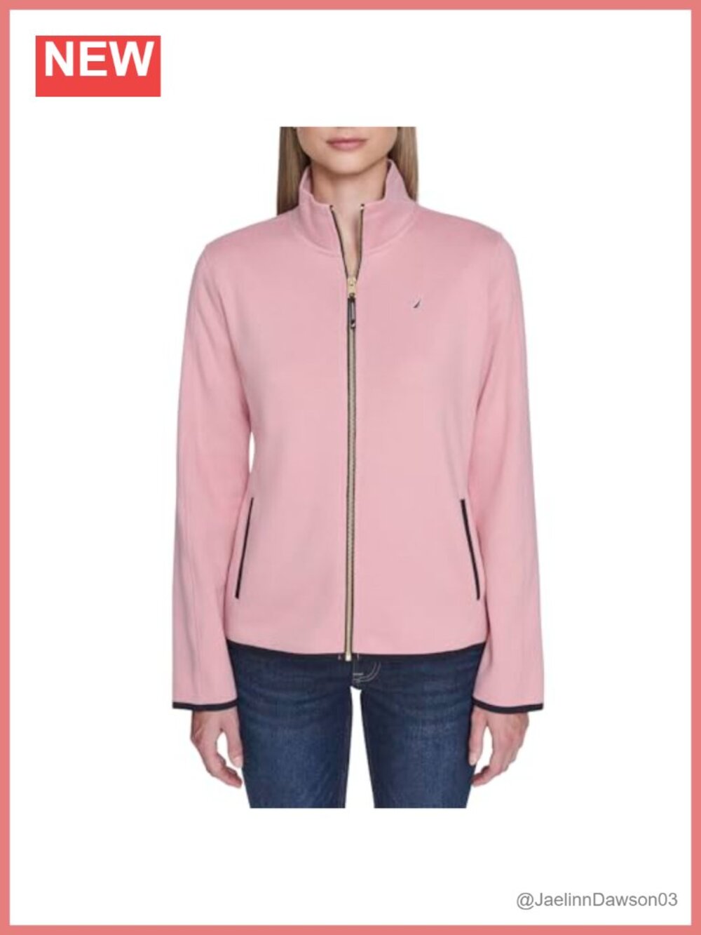 Mockneck Zip Up Fleece Jacket Long Sleeve Band Collar Fall